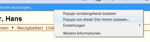 Popups zulassen